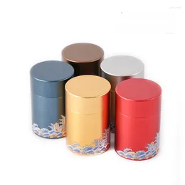 Storage Bottles Creative Cylindrical Aluminium Alloy Tea Canister Portable Box Wave Pattern Metal Sealed Jar Container Art Decoration