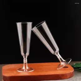Disposable Cups Straws 6PCS 150ml Plastic Wine Champagne Glasses Flutes Wedding Shower Toasting Party Clear Drinkware Cocktail