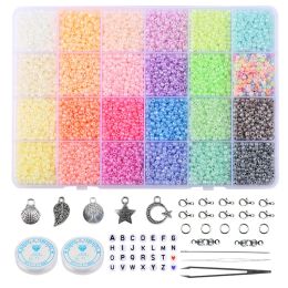 Bracelets 3mm Seed Bead Box Set for Diy Jewellery Making Candy Colour Small Craft Beads Kit Bracelet Necklace Accessories Supplies Trendy New