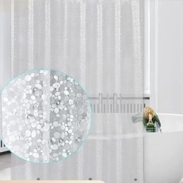 Shower Curtains Modern Simplicity Themed 3D PEVA Transparent Waterproof Curtain With Magnet And Stainless Steel Buckle