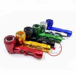 Latest Colorful Smoking Aluminium Alloy Glass Pipes Portable Dry Herb Tobacco Filter Screen Spoon Bowl Innovative Detachable Universe Pocket Cigarette Holder