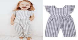 Newborn Baby Girls Romper New Summer Fashion Plaid Ruffle Sleeveless Jumpsuit Playsuit Overalls Clothes Outfits 6M5Y4094130