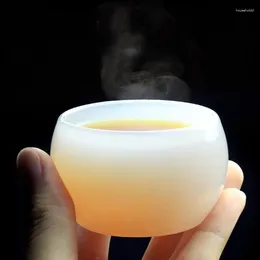 Cups Saucers High Quality White Jade Porcelain Teacup Ceramics Master Tea Cup Bowl Drinkware Teacups Sake Bowls Accessories