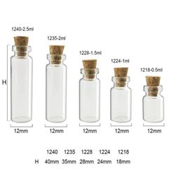 100 pcs Small Glass jars Cute Mini Wishing Cork Stopper Glass Bottles Vials Containers 05ml 1ml 15ml 2ml till 5ml4235549