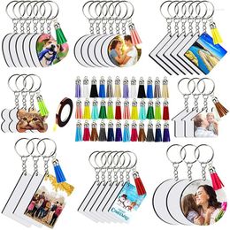 Keychains 181 Pieces Of Sublimation Blank 8 Shapes Sets Tassel Keychain Ring Suitable For DIY Craftsmanship