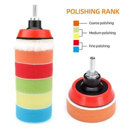 29Pcs Car Foam Drill Polishing Pad Kit 1.2/2/3 Inch Buffing Pads Sponge Set Kit M14 Drill Adapter Power Tool Car Polisher