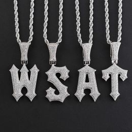 Custom Hip Hop Pendant Necklace Moissanite Letter Name Silver Iced Out 18k Gold Plated Pendant for Men