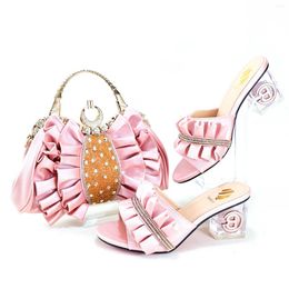 Dress Shoes Doershow Arrival And Bag Set African Sets 2024 Pink Nigerian Women Matching Bags For Wedding! HRT1-41