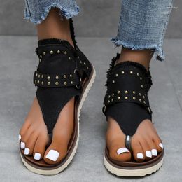 Sandals Flats Women Clip Toe Casual Summer Fashion Shoes 2024 Designer Outdoor Beach Dress Walking Cozy Female Zapatos