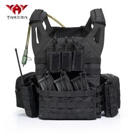 Bags YAKEDA Tactical Vest & Portable Water Bag 1000D Nylon Airsoft Protective Hunting Vest Camouflage Molle Military Vest