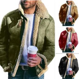 Men's Jackets 2024 Winter Comfortable Jacket Artificial Fur One Piece Plush Thermal Top Imitation Coat