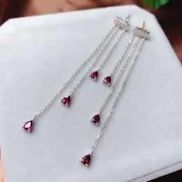 Earrings YULEM 925 Silver with Natural Garnet Drop Earrings for Friend Gift Lady Jewelry