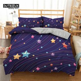 Bedding Sets Stars Set Round Dots Starry Sky Print Duvet Cover Microfiber Galaxy Theme Comforter King For Girl Teen Room Decor