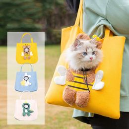 Cat Carriers Safety Travel Cute Portable Puppy Zippers Bags Shape Small Dog Canvas Carrier Handbag Kitten Pet Breathable Carrying Bee