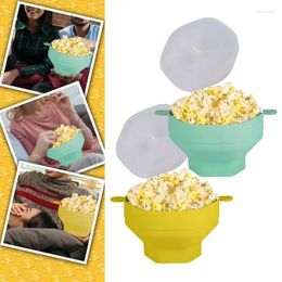 Bowls Silicone Popcorn Bowl Bucket Microwave Maker With Lid Heat Resistant Expandable