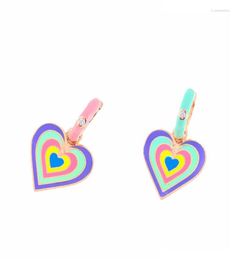 Dangle Earrings Pink Green Pastel Enamel Circle Colorful Heart Charm Fashion Earring Girlfriend Valentineamp39s Day Gift Jewel4191684