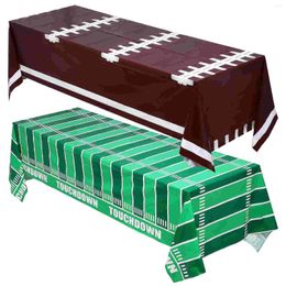 Table Cloth 2 Pcs Football Rugby Themed Disposable Waterproof Pe Tablecloth Party Tablecloths Christmas Dining Decor Rectangle Rectangular