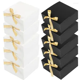 Gift Wrap 10Pcs/Pack Paper Box With Ribbon Cake Candy Jewellery Wrapping Boxes Eid Mubarak Wedding Birthday 20x20x10cm