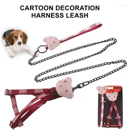 Dog Collars Pet Cartoon Harness Leash Cute Vest Chest Traction Rope Adjust Soft Lead Walking Vest-Style Collar Cat Accessories Shitzu