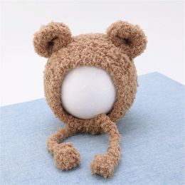 Cute Winter Baby Hats Bear Ear Warm Plush Baby Boys Girls Cap Beanie Solid Colour Toddler Kids Earflap Bonnet Cap For Newborn