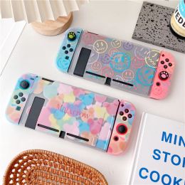 Cases 2021 New Pink Girl Soft Protective Case Shell Funda For Nintendo Switch Console transparent Smile Decal Cover Game Accessories