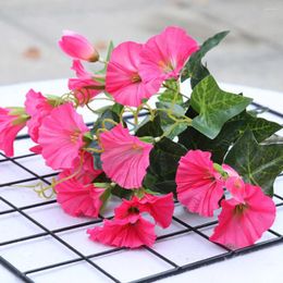 Decorative Flowers 35cm Fake Morning Glory Simulation Petunia Wedding Home Decor Rose Red White Yellow Artificial For Garden