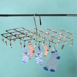 Hangers Foldable Laundry Hanger Stainless Steel Underwear Sock Drying Rack Windproof Flat Head Design Rust Resistant Strong Grip Clip