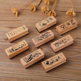 Vintage Plants Wooden Stamps Creative Wooden Rubber Stamps for Scrapbooking Card Making Crafts Notebook Planner Decor Office