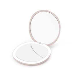 Feisi-resistant LED makeup mirror with light portable small mirror USB rechargeable foldable luminous mirror
