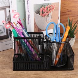 1PC Desk Stationery Organizer Creative Metal Pen Holder Pencil File Storage Rack Storage Box Office Accessories Desktop Ornament