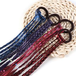 32cm Colorful Hair Rope Color Elastic Rubber Band Hair Bands Girl Gradient Color Braid Ponytail Headbands Hair Accessories Gift