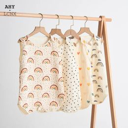 Spring Summer Thin Baby Muslin Sleeping Blanket Boys Girls Cotton Sleep Bag Sleeveless Wearable born Soft Gauze Wrap Pajamas 240325