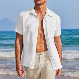 Men's Casual Shirts Men Short Sleeve Shirt Stylish Summer With Turn-down Collar Sleeves Chest Pocket Soft Breathable For Business