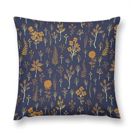 Pillow Navy Blue & Mustard Yellow Floral Pattern Throw Sofa S Custom Decorative