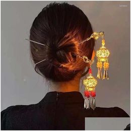 Hair Accessories Vintage Chinese Style Lantern Light Tassel Sticks Metal With Pendant Hairpin For Girls Drop Delivery Products Tools Otgi9