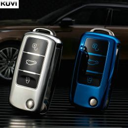 KUVI TPU Car Key Case Cover Shell For Volkswagen VW Golf Bora Jetta Polo Golf Passat B5 B6 B7 B8 Skoda Octavia A5 A7 Fabia Seat