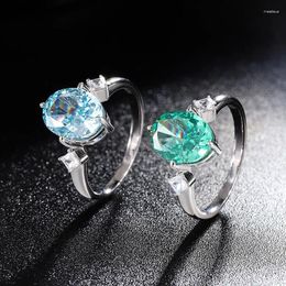 Cluster Rings 2024 925 Real Silver 8 10mm For Synthetic Gemstone High Carbon Diamond Ring Women Wedding Party Fine Jewellery Gifts