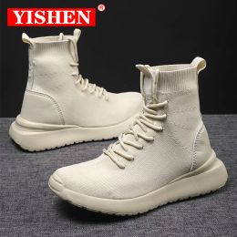 Boots YISHEN Women's Boots Socks Shoes Lace Up Casual Shoes For Girl Breathable Cosy Elastic Platform Ankle Boots Winter Femmes Bottes