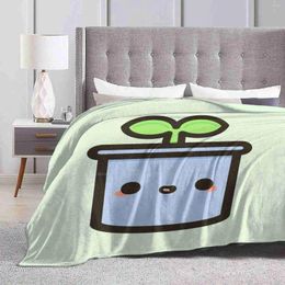 Blankets Cute Sprout In Pot Printing High Qiality Warm Flannel Blanket Kawaii Sweet Spring Plant Sprouting Happy House