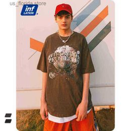 Men's T-Shirts TION Mens Black Cotton Tshirts Summer Look High Strt Hip Hop Ts Boys Oversized Tshirts Strtwear Men Clothing 1533S21 G1229 Y240402