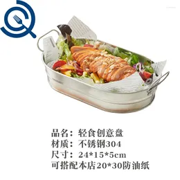 Plates Creative Tableware Stainless Steel 304 Restaurant Oval Lunch Box For One Person Plate