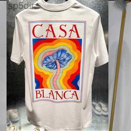 Mens T-shirts t Brand Designer Tees Rainbow Mushroom Letter Print Short Sleeve Tops Cotton Loose Men Casa Blanca Women Shirt Jhvd 06YP