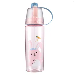 Water Bottles 600ml Sports Reusable For Kids Large Capacity Spray Bottle Cycling Portable Cooling Drinking With Handle Leakproof Misting
