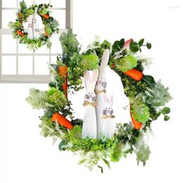 Decorative Flowers Spring Door Wreath Artificial Carrot Green Leaves Front Farmhouse Rustic Flower Hangings