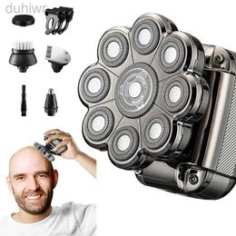 Electric Shavers 9D Head Shaver for Bald Men Rechargeable Razor IPX7 Waterproof Rotary with LED Display 2442
