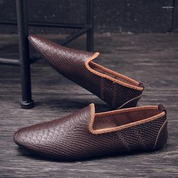 Casual Shoes Pointed Toe Men Breathable Action Leather Men's Driving Flats Summer Spring For Man