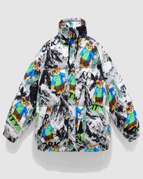 Japanese whitebottomed ski bear jacket youth casual down jacket trendy men9710364