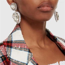 Dangle Earrings Brand Rhinestone Zircon Stone Heart For Women Fashion Jewelry Maxi Ladys' Statement Earings Accessories