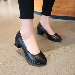 Dress Shoes Comem Comfortable And Elegant Black Els Work With Thick Heel Formal Professional Hostess Shoe Female Pumps Block Heels