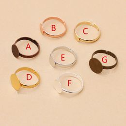 6/8/10MM Metal Adjustable Blank Ring Base Cabochons Cameo Settings Tray for DIY Ring Jewellery Making Findings Accessories